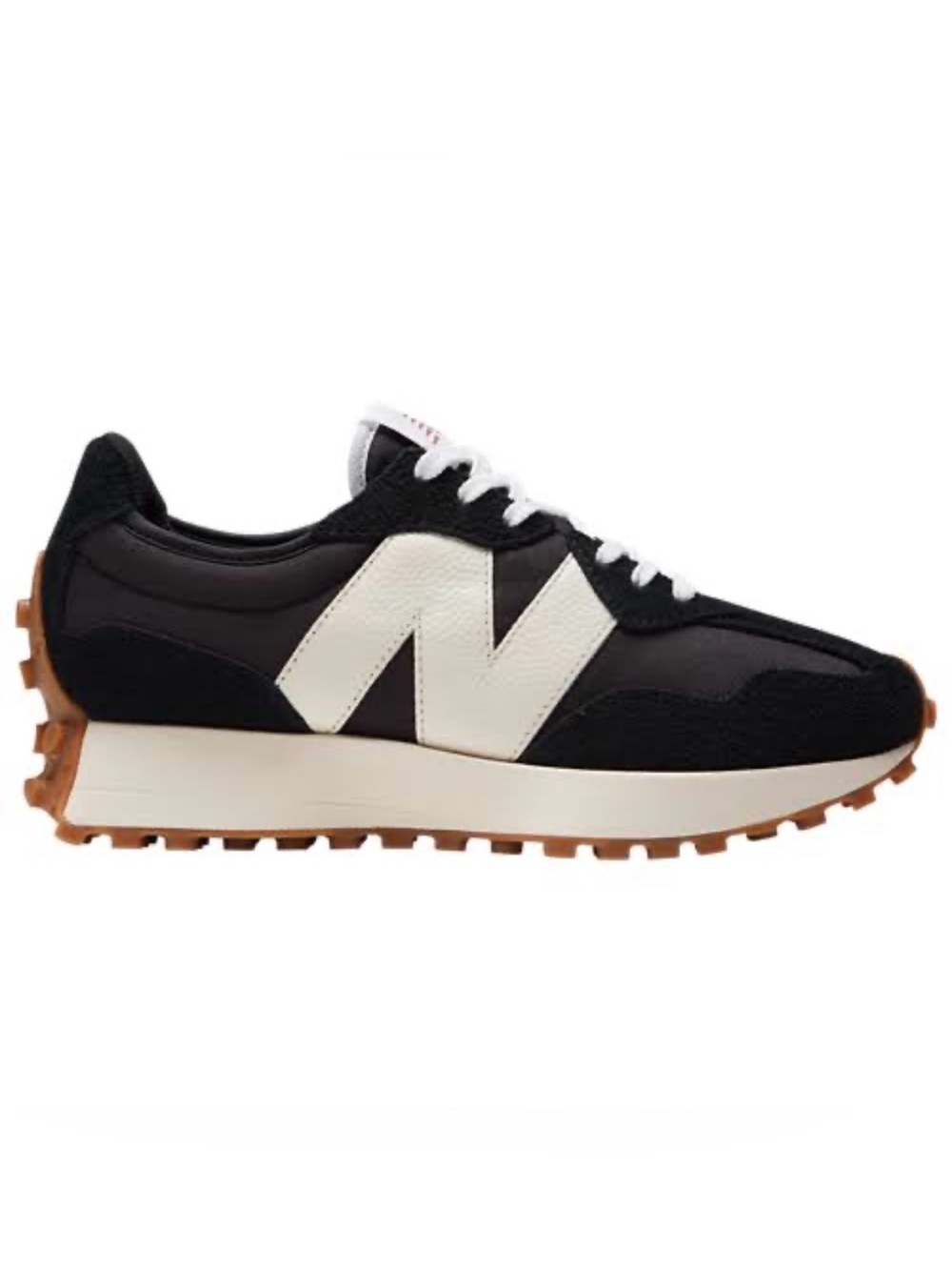 Bold Retro Sporty Remix Logo New Balance 327 Women Sz 9 White N on Black WS327BL
